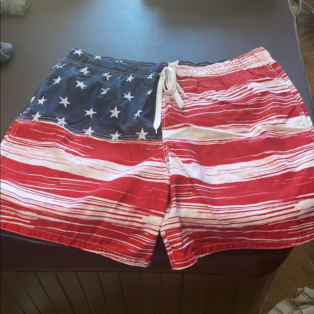 Merona Red and White Athletic Shorts with Vintage Stripes